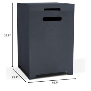 Kante 23.6" H Square Charcoal Eco-Friendly Concrete/Metal Outdoor Patio Backyard UV and Weather Resistant Modern Propane Tank Cover Storage Box for Gas Fire Pit, Hideaway Side Table,RMFP-T01-60121