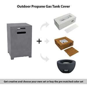 Kante 23.6" H Square Natural Eco-Friendly Concrete/Metal Outdoor Patio Backyard UV and Weather Resistant Modern Propane Tank Cover Storage Box for Gas Fire Pit,Natural Concrete,RMFP-T01-81921