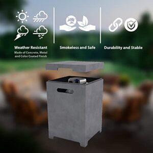 Kante 23.6" H Square Natural Eco-Friendly Concrete/Metal Outdoor Patio Backyard UV and Weather Resistant Modern Propane Tank Cover Storage Box for Gas Fire Pit,Natural Concrete,RMFP-T01-81921