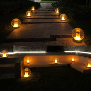 Floating Pool Lights, Solar Flame Lights Flickering IP68 Waterproof Ball Night Lights, Outdoor Lantern Landscape Decoration Lamp for Pool, Pond, Event, Party, Garden(2pcs)