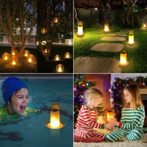 Floating Pool Lights, Solar Flame Lights Flickering IP68 Waterproof Ball Night Lights, Outdoor Lantern Landscape Decoration Lamp for Pool, Pond, Event, Party, Garden(2pcs)