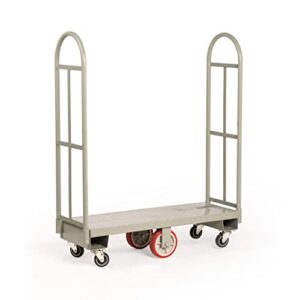 narrow aisle u-boat platform truck dolly | 16 x 48 inch heavy duty utility cart with thick steel deck | premium hand truck can hold loads up to 2,000 pounds | hand cart with dual removable handles