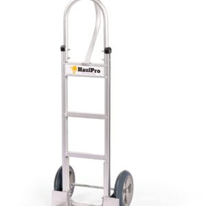 HaulPro Heavy Duty Hand Truck with Vertical Loop Handle - Aluminum Dolly Cart for Moving - 500 Pound Capacity - 10" Rubber Wheels - 52.25" H x 17.5" W with 17.75" x 9.5" Diecast Nose Plate