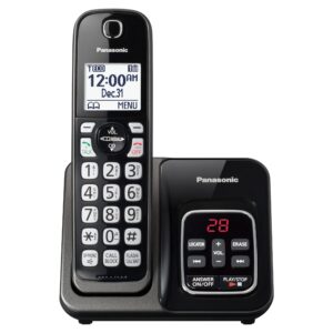 panasonic expandable cordless phone system with call block and answering machine - 1 cordless handsets - kx-tgd630m (metallic black)