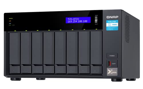 QNAP TVS-872X-i5-8G-US Desktop 8-bay NAS/iSCSI IP-SAN, Intel® Core™ i5 6-Core Processor, 8GB DDR4 RAM, 10GbE*1 (BASE-T), 1GbE*2