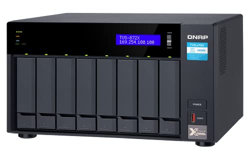 QNAP TVS-872X-i5-8G-US Desktop 8-bay NAS/iSCSI IP-SAN, Intel® Core™ i5 6-Core Processor, 8GB DDR4 RAM, 10GbE*1 (BASE-T), 1GbE*2