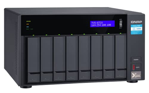 QNAP TVS-872X-i5-8G-US Desktop 8-bay NAS/iSCSI IP-SAN, Intel® Core™ i5 6-Core Processor, 8GB DDR4 RAM, 10GbE*1 (BASE-T), 1GbE*2