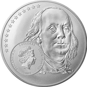 2021 DE An American Life PowerCoin Writer Benjamin Franklin Graded Ms70 1/2 Oz Silver Coin 2$ Cook Islands 2021 Proof