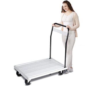 lkfdfia platform truck cart, foldable push cart 780 lbs aluminum dolly cart large size heavy duty moving cart for home,groceries,garage,factories(36.5" l x 24" w)