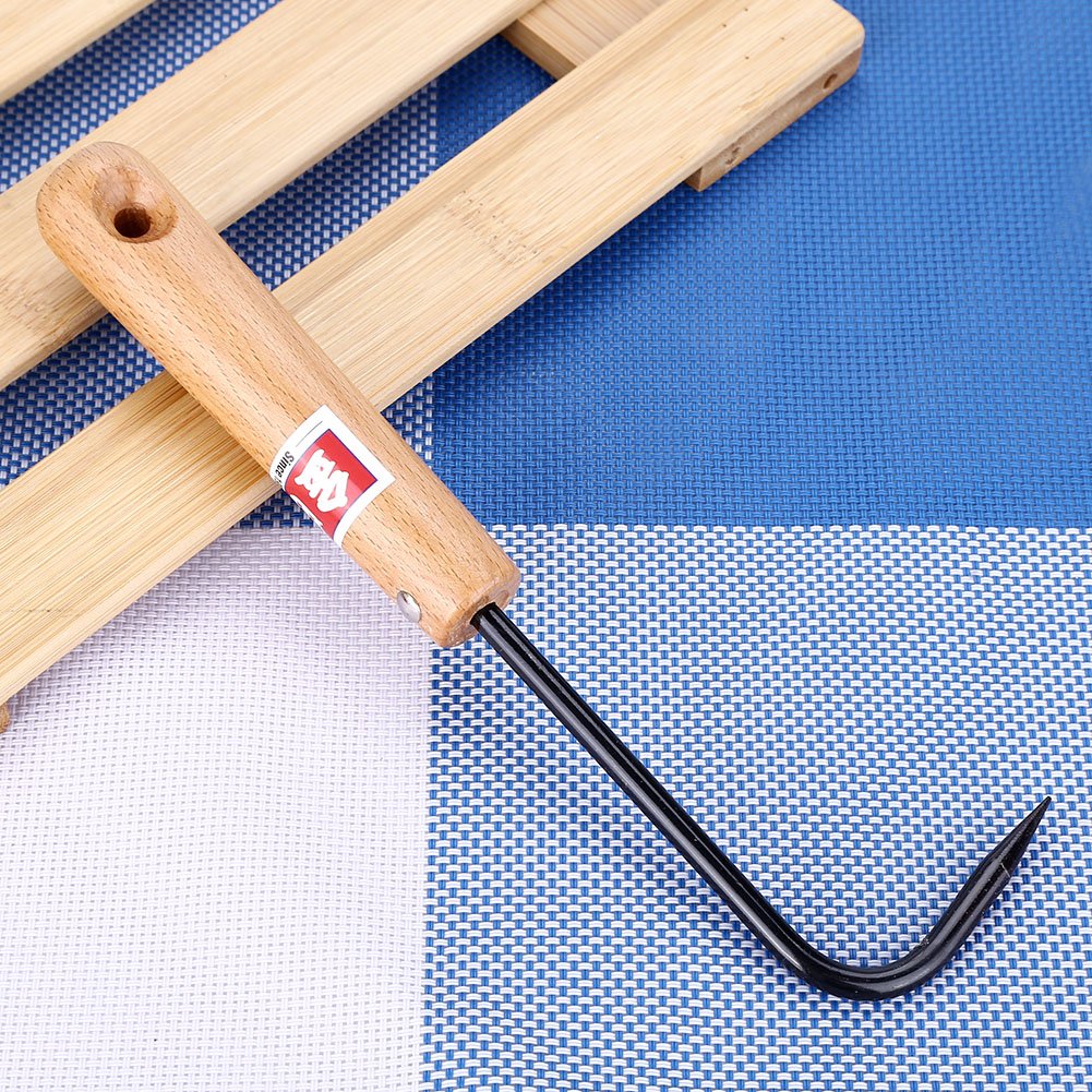 Haofy Bonsai Root Hook, Sturdy Manganese Steel Weeding Hook Bonsai Tools with Comfortable Wooden Handle Gardening Root Pick Tool