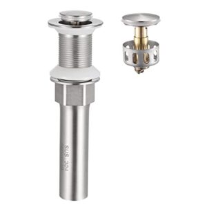 kes bathroom sink drain without overflow, pop up drain with detachable hair catcher for vanity vessel sink, small cap brushed nickel, s2014d-bn