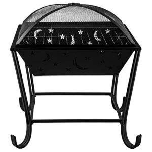 VEVOR BBQ Grill Fire Bowl, 24"x24" Wood Burning Pit, Solid Steel Wood Fire Pits, Wood Fire Pits Outdoor w/Spark Screen Cover, Fire Pits for Outside w/Stainless Steel Baking Net for Baking & Warming