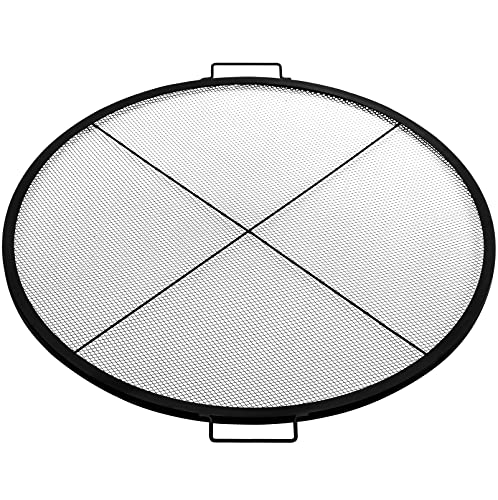 VEVOR Round Fire Pit Grate, 31" Diameter Fire Pit Grill Grate, X-Marks Round Grill Grate, Black Steel Fire Grate, Fire Pit Cooking Grate with Handles, Fire Grill Grate for Outdoor Fire Pit, Campfire