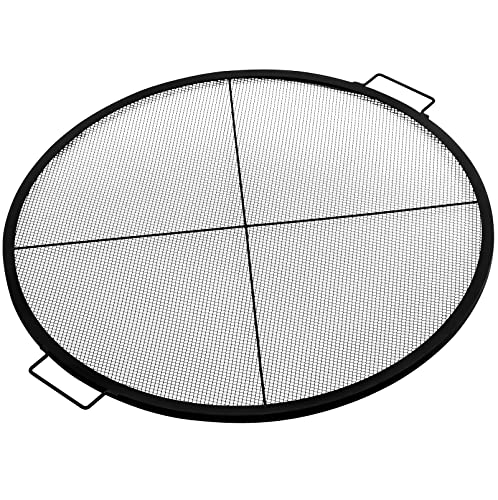 VEVOR Round Fire Pit Grate, 31" Diameter Fire Pit Grill Grate, X-Marks Round Grill Grate, Black Steel Fire Grate, Fire Pit Cooking Grate with Handles, Fire Grill Grate for Outdoor Fire Pit, Campfire