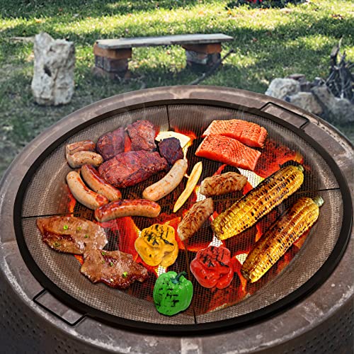 VEVOR Round Fire Pit Grate, 31" Diameter Fire Pit Grill Grate, X-Marks Round Grill Grate, Black Steel Fire Grate, Fire Pit Cooking Grate with Handles, Fire Grill Grate for Outdoor Fire Pit, Campfire