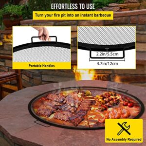 VEVOR Round Fire Pit Grate, 31" Diameter Fire Pit Grill Grate, X-Marks Round Grill Grate, Black Steel Fire Grate, Fire Pit Cooking Grate with Handles, Fire Grill Grate for Outdoor Fire Pit, Campfire