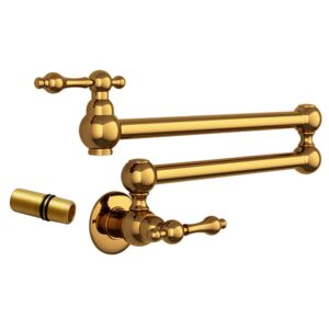 katais wall mount copper pot filler faucet rotatable golden kitchen brass faucet single hole 2 handle stretchable double joint swing arm folding faucet