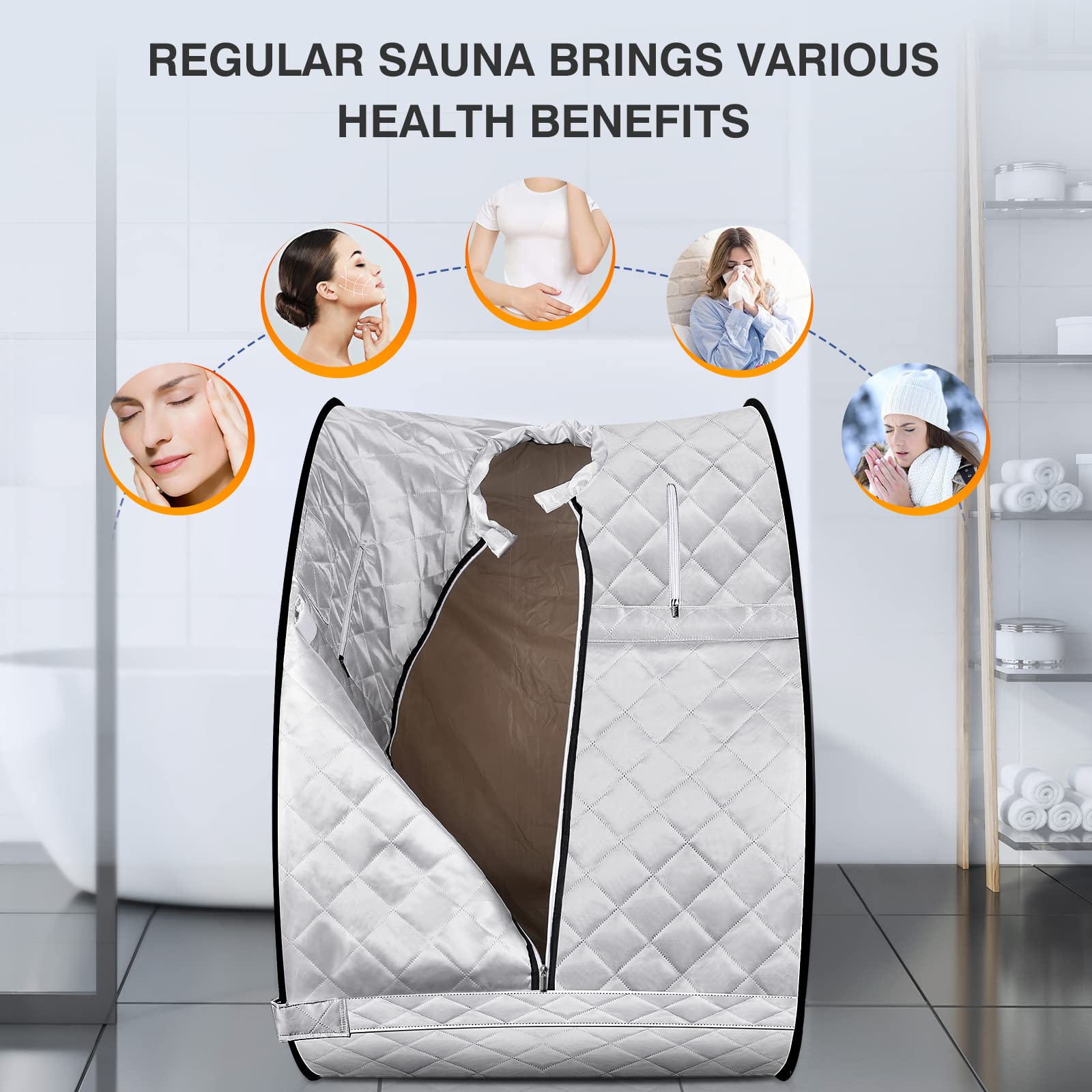 Portable Steam Sauna, Foldable Lightweight Steam Saunas for Home Spa, 3L & 800W Steam Generator with Protection, Bag & Chair Included, Steam Sauna with Remote Control for Recovery Wellness Relaxation