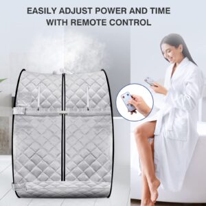 Portable Steam Sauna, Foldable Lightweight Steam Saunas for Home Spa, 3L & 800W Steam Generator with Protection, Bag & Chair Included, Steam Sauna with Remote Control for Recovery Wellness Relaxation