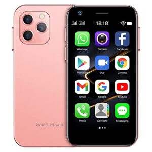 soyes xs12pro mini 4g smartphone 3.0 inch dual sim ultra thin unlocked card mobile phone wifi bluetooth hotspot student pocket cellphone (pink 32gb)