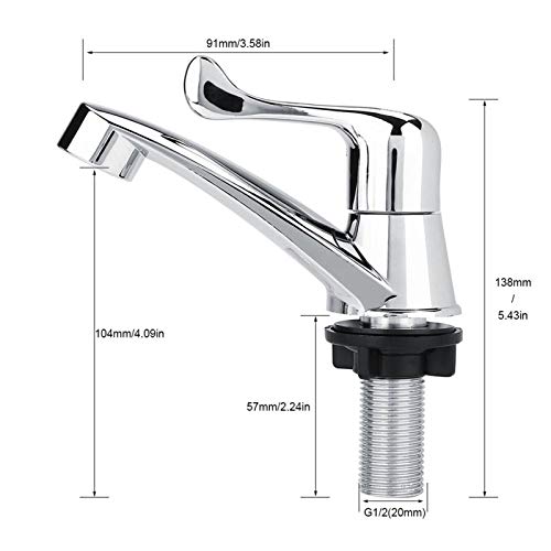 Water Tap One Tube Bathroom Faucet, Bathroom Sink Faucet Centerset with Drain Assembly, ABS Plastic Single Cold Faucet Water Tap Bathroom Basin Kitchen Sink Accessories(Fish Tail G1/2)