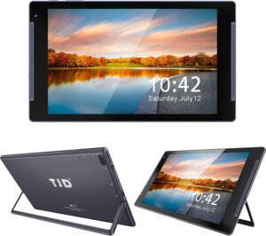 tjd 10 inch tablet, android 10.0 tablet, 2gb ram 32gb, 1.6ghz quad core processor, 1280x800 ips display, google play, 2mp+5mp camera, bluetooth, 2.4ghz wifi, type-c, tf expansion with tablet stand