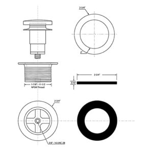 UNI-DRAIN Bathtub Drain Tip-Toe Tub Trim Set, Tub Drain Replacement Trim Conversion Kit Assembly Universal Coarse Thread, Chrome Plated