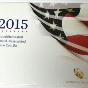 2015 W US Mint 6-Coin Annual Uncirculated Dollar Coin Set with Satin Dollars and Burnished Silver Eagle $1 Brilliant Uncirculated (BU)