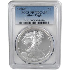 1994 p american eagle dollar pr 70 dcam pcgs silver proof sku:ipc5134