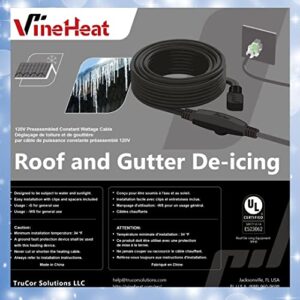 VineHeat 60 Ft De-Icing Cable for Roofs, Gutters and Downspouts: 120 V