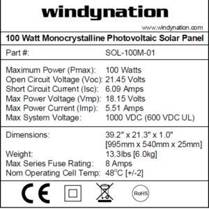 WindyNation 200 Watt Monocrystalline Solar Panel Off-Grid Kit with LCD PWM Charge Controller + Solar Cable + Connectors + Mounting Brackets