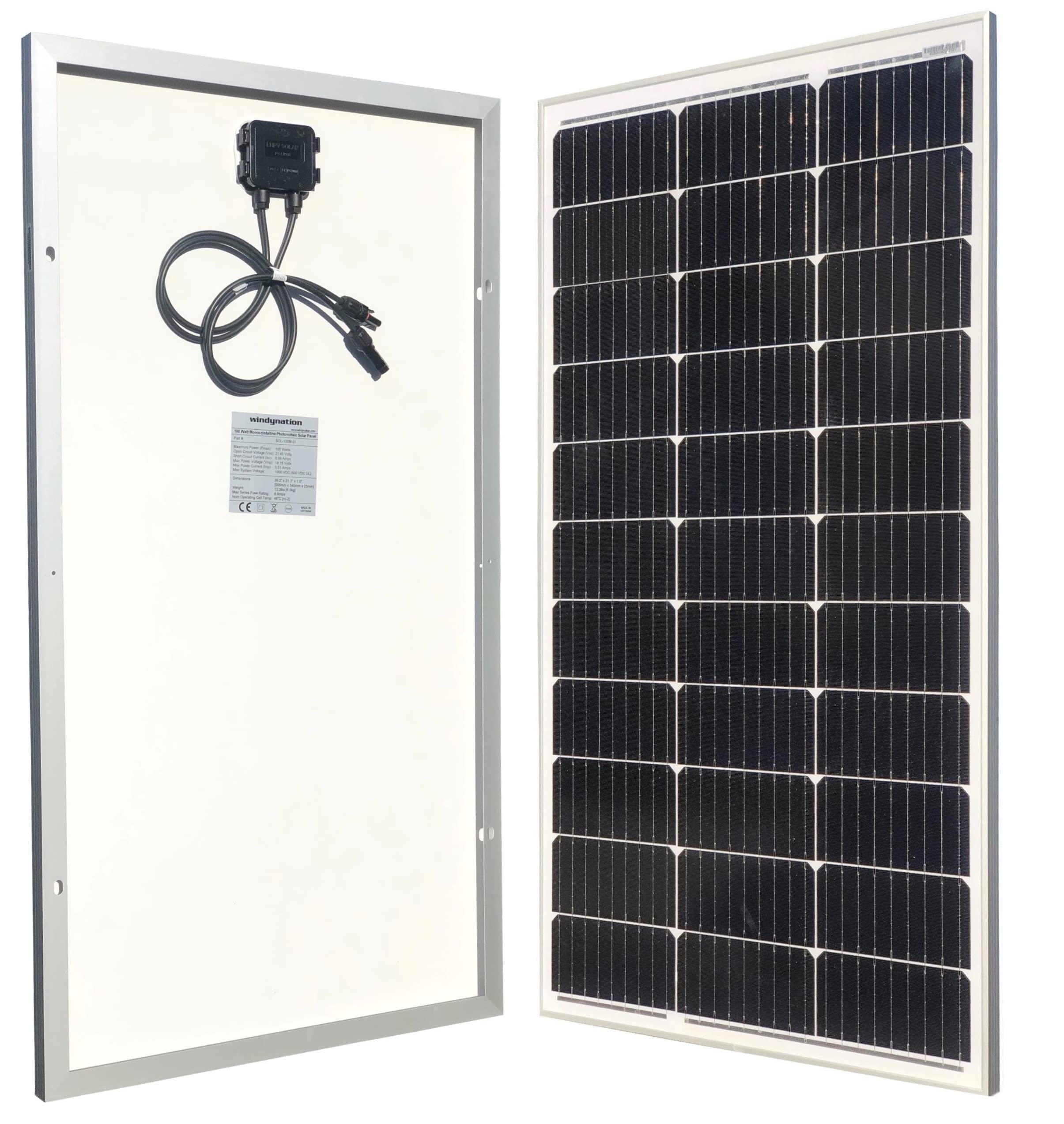 WindyNation 200 Watt Monocrystalline Solar Panel Off-Grid Kit with LCD PWM Charge Controller + Solar Cable + Connectors + Mounting Brackets