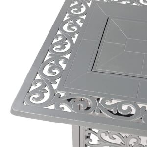 Rectangular 48 in. x 36 in. Aluminum Propane Fire Pit Table, Glass Beads, Two Covers, Lid, 57,000 BTUs in Grey Finish
