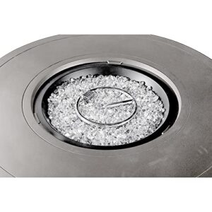 Round 44 in. x 44 in. Aluminum Propane Fire Pit Table with Glass Beads, Two Covers, Lid, 57,000 BTUs in Grey Finish