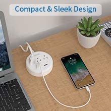 NTONPOWER Flat Plug Power Strip Bundle, 2 Outlets 3 USB Compact Power Strip with 25ft and 15 ft Extra Long Extension Cord, Right Angle Plug for Office, Home, Nightstand, Dorm Essentials…