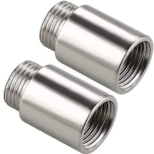 beduan shower head extension tube pipe fittings, g 1/2 male to g 1/2 female bsp threaded stainless steel round shower arm extension cast fitting coupler (40mm length,2pcs)