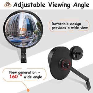 Arcylic Convex Mirror 𝟭𝟮" 𝗦𝗲𝗰𝘂𝗿𝗶𝘁𝘆 𝗠𝗶𝗿𝗿𝗼𝗿, Adjustable Fixing Bracket Wide Angle Clear View For Indoor Outdoor Driveway Parking Garage Warehouse Office By Hydencamm (12 inch)