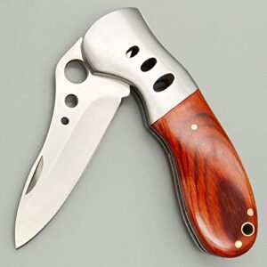 GAJING Well-polished Wood Slipjoint Tough Folding Knife Suitable as a gift for brother dad and friends