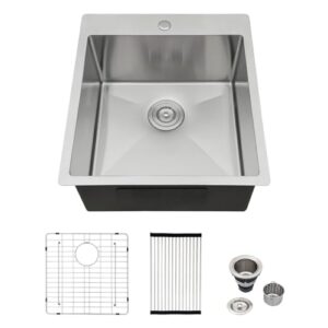 bar prep drop in kitchen sink - logmey 15x20 gunmetal black topmount 18 gauge stainless steel kitchen sink