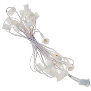 EST. LEE DISPLAY L D 1902 Outdoor Patio String Light Cords with Male & Female Plugs Green & White Wire 12in Spacing Sockets, 25FT Length (White, C7 - E12)