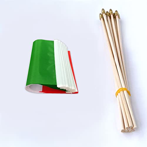 TSMD Italy Stick Flag Italian Small Mini Hand Held Flags,5x8 Inch,12 Pack