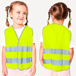 OSEEN Kids Safety Vest High Visibility Reflective Vest With Velcro Child Hi Vis Vest With Reflective Tape, Neon Yellow Color, Velcro Front (Small) (LS1)