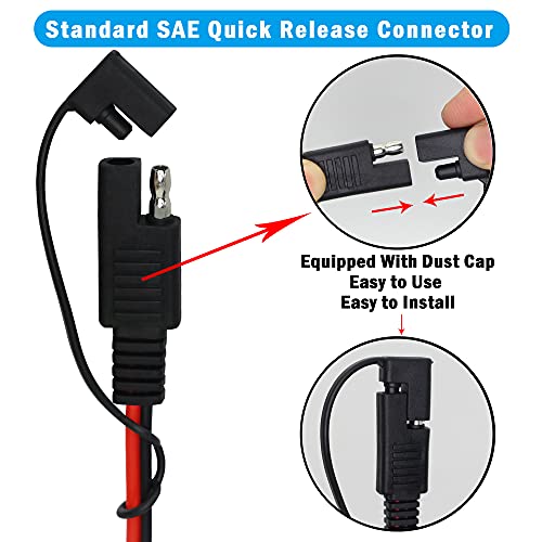 PNGKNYOCN SAE to Battery Alligator Clip 12V 16AWG Wire Harness SAE with Switch Quick Release Adapter to Alligator Clips Quick Disconnect Cable（2M）