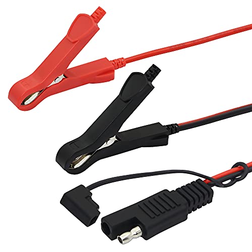 PNGKNYOCN SAE to Battery Alligator Clip 12V 16AWG Wire Harness SAE with Switch Quick Release Adapter to Alligator Clips Quick Disconnect Cable（2M）