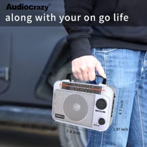 AM/FM/SW1/SW2 Radio Transistor Radio AC or Battery Operated with Best Reception Big Speaker and Precise Tuning Knob with AUX in & 3.5mm Earphone Jack