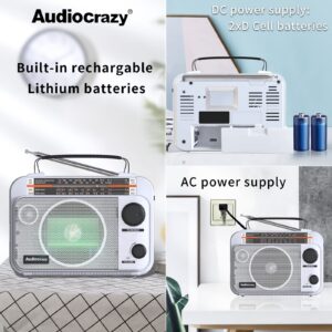 AM/FM/SW1/SW2 Radio Transistor Radio AC or Battery Operated with Best Reception Big Speaker and Precise Tuning Knob with AUX in & 3.5mm Earphone Jack