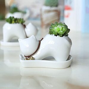 YONGYAN Cartoon Cat Flower Pot Statue Decoration Ceramics Garden Planters Containers Pot Bookshelf Office Desktop Decor