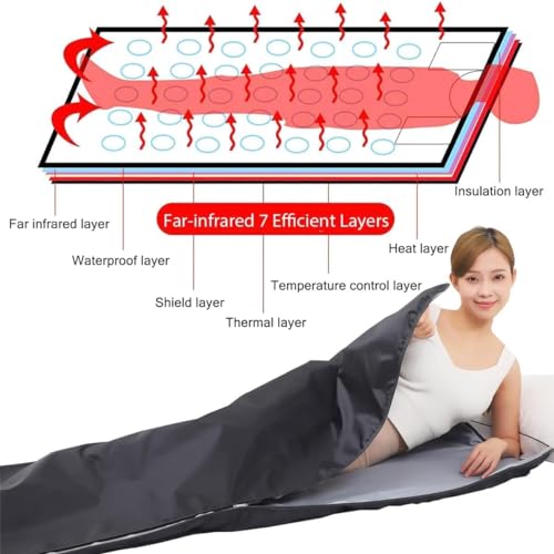 V ddhoger 2 Zone Infrared Sauna Blanket, Sauna Blanket Detox far Infrared,Sauna Blanket for Exercise Recovery,Therapy Anti Ageing Fitness Machine at Home (71×32 Inches Black)…