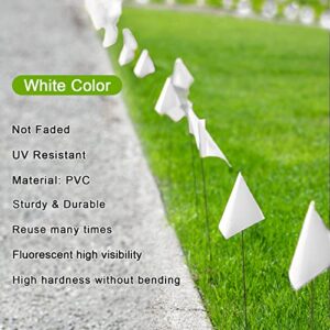 Zozen 100Pack Marking Flags, White Marker Flags - 15x4x5in, Lawn Flags, Landscape Flgs, Marker Flags for Lawn, Survey Flags, Irrigation Flags, Match with for Distance Measuring Wheel.