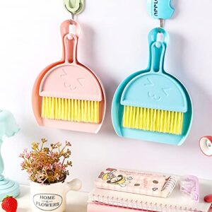 WUWEOT 9 Pack Small Broom and Dustpan Set, Clean Dust Pans with Brush, Hand Whisk Broom and Snap-on Dustpan Set with Hanger Hole